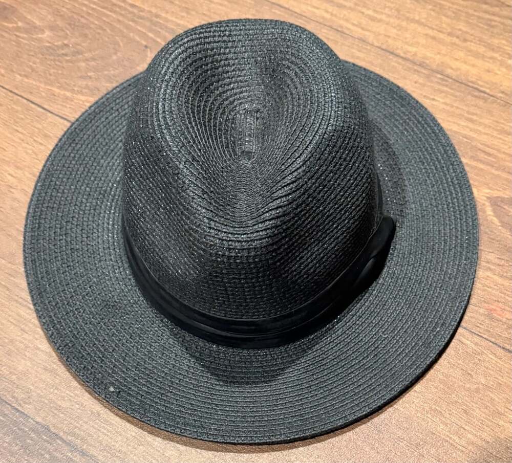 Black Fedora Sun Hat with Ribbon Band